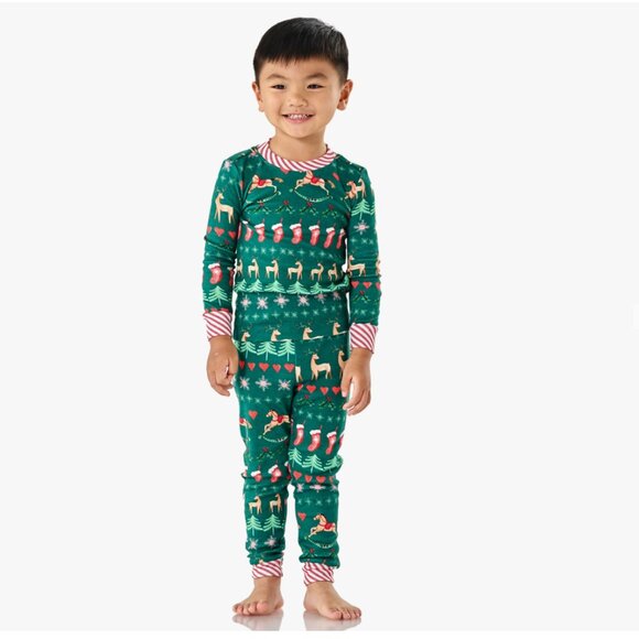 Pottery Barn Green Fair Isle Organic Cotton Pajama Set 2T - Picture 2 of 10
